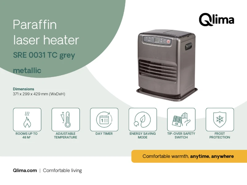 Stufa Ventilata Combustibile Liquido Laser QLIMA 3100 Watt Zibro Kerosene 48 mq, fotografia 5 di 9
