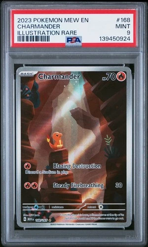 2023 POKEMON MEW EN-151 ILLUSTRATION RARE #168 CHARMANDER PSA 9