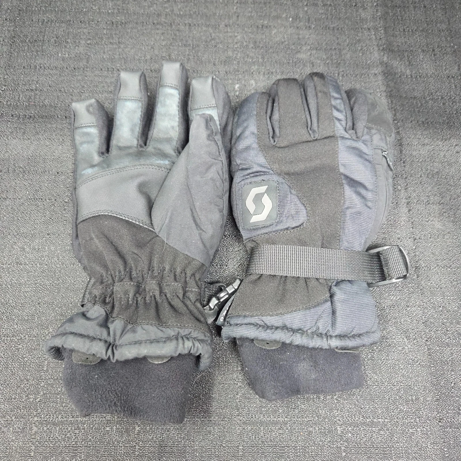SCOTT Winter Ski Gloves Leather Palm Waterproof Snow Ski Black Men’s 7 (Med)