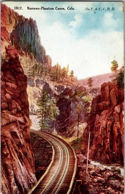 1913 Phantom Canyon Narrows Canon Colorado Foto-Tone Postkarte F&CC RR Posted
