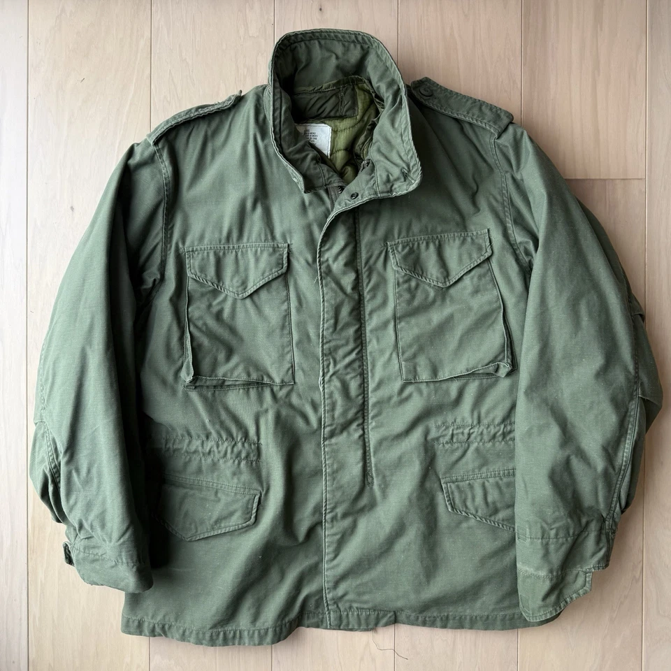 Chaqueta de campo militar vintage M65 grande verde años 70 Alpha Industries ropa exterior Foto 2 de 4