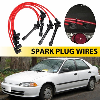 #ad Fit For Honda CivicDelAccordOdysseyAcura etc Red Spark Plug Wires 5PCS EXXI $23.99