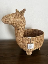NWT LLAMA BASKET/PLANTER HYACINTH WOVEN, BOHO NATURAL CUTE 16" HIGH