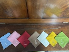 7 Vintage  L  Embroidered Handkerchief Napkins