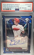2024 Bowman Chrome Draft 1st Griffin Burkholder Auto Blue Wave #34/150 Phillies