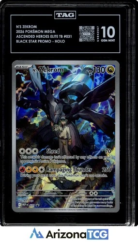Pokemon 2026 N's Zekrom MEP 031 Holo Promo Ascended Heroes GEM MINT TAG 10