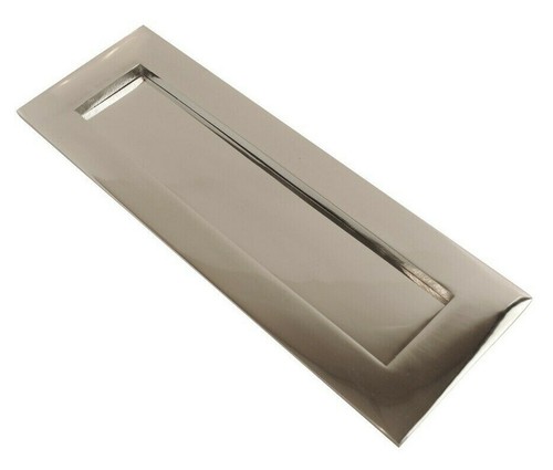 Massiv Messing schwer gefederter Briefkasten Postplatte Abdeckung viktorianisches Messing oder Chrom - Bild 3 von 8