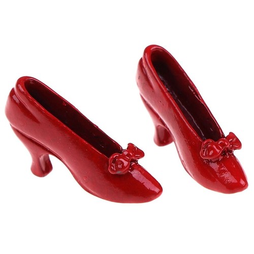 1 Paar 1:12 Puppenhaus Miniatur Zubehör Retro rot High-Heels Schuhe Metall - Bild 1 von 10