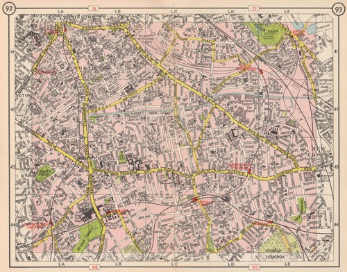 S LONDON. Walworth Camberwell Peckham Walworth Bermondsey Denmark Hill 1953 map