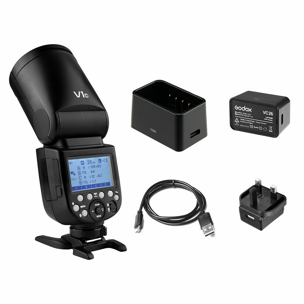 US Godox V1-C 2.4G HSS TTL Flash Speedlight + AK-R1