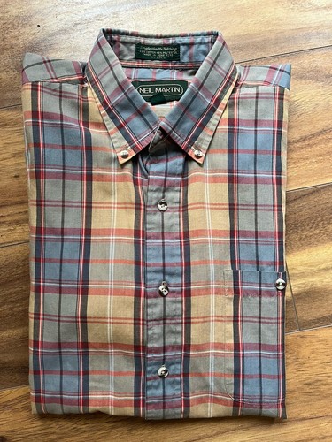 Neil martin Button Down Plaid Long Sleeve Large - Picture 1 of 7