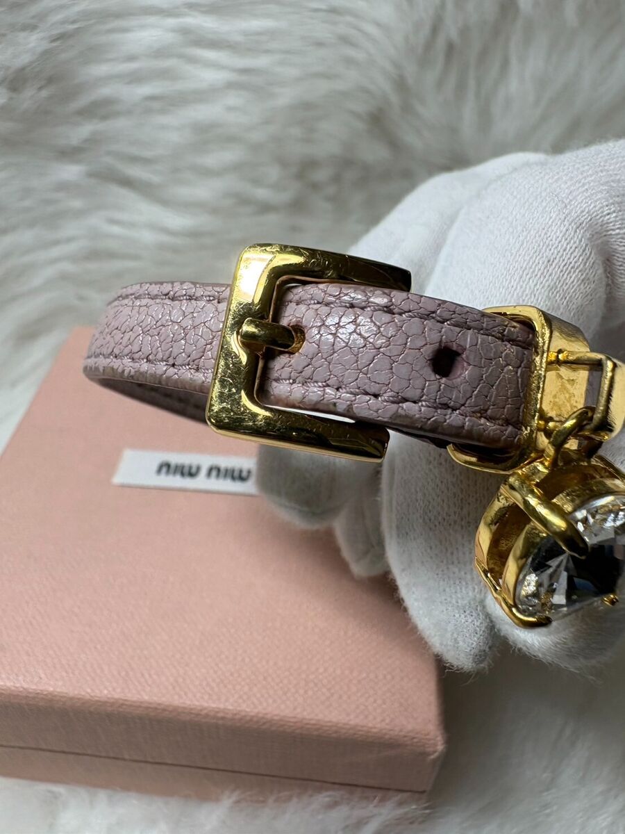 MIU MIU Madras leather bracelet with crystals MUGHETTO