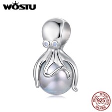Wostu Fashion 925 Sterling Silver Octopus Bead Charm Fit Bracelet Gifts Jewelry