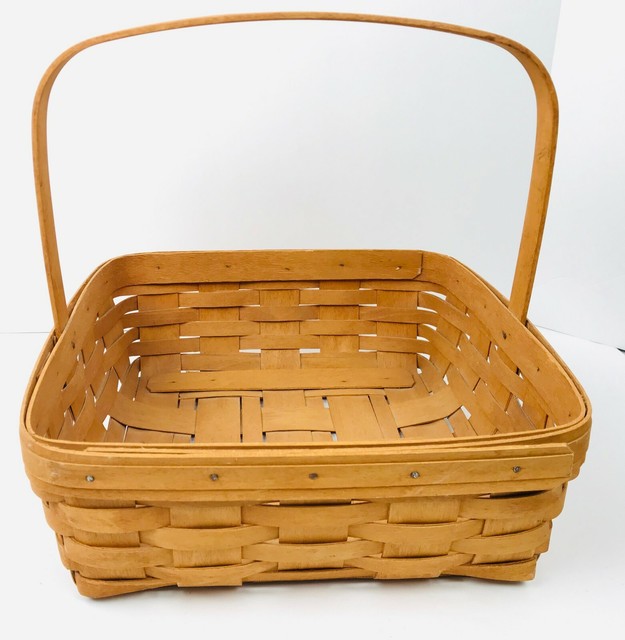 Longaberger Pie Serving Basket 1995 Rare Single Fixed Handle Retired Classic eBay