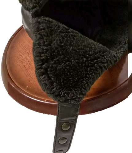 Cappello da cacciatore di soldati cacciatore in pelle vintage - Dk. Foderato grigio con pelliccia sintetica taglia M - Foto 12 di 21