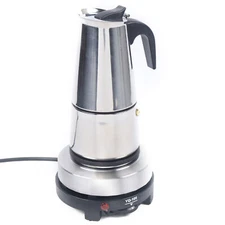 6 Cups Espresso Coffer Maker Stainless Steel Moka Coffee Pot W/ Electric Stove
