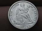 1873 P Seated Liberty Silver Dime- Philadelphia, With Arrows, XF Details