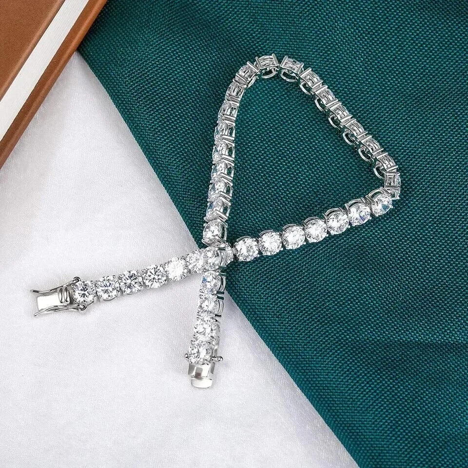3ct Tennis Bracelet White Gold Diamond Test Pass Lab-Created VVS1/D LED Box 17cm - Image 2 of 4