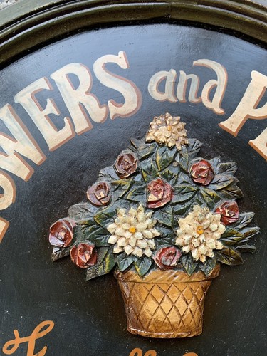 Flowers and Plants Sign Plaque W Chalkboard Bottom & 3 D Flower Basket 24x16x1” - Picture 4 of 7