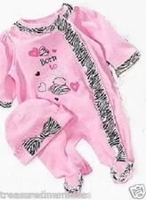 Baby Essentials Footed Coveralls & Matching Hat Set ~ 9 Months ~ NWT 