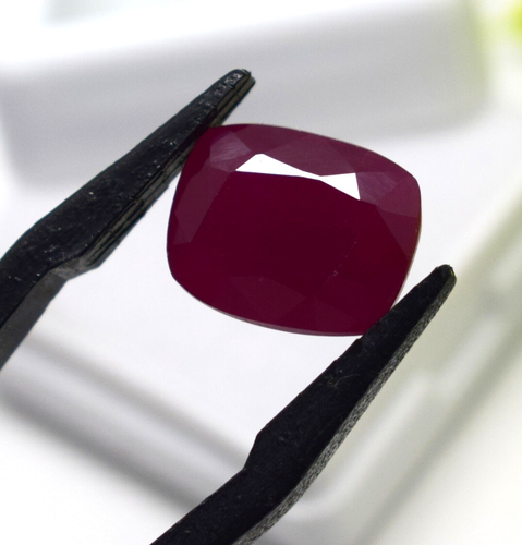 Natural 7.65 CT Dark Red Opaque Ruby Cushion Cut Certified Ring Loose Gemstone - Picture 3 of 9