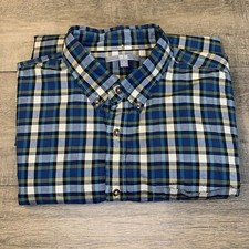 Uniqlo Mens Long Sleeve Button Down Shirt Size Medium Blue Plaid Excellent B18