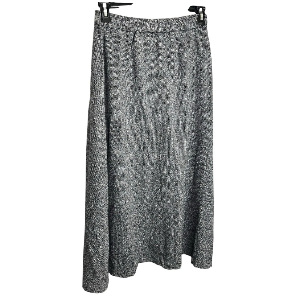 Falda midi vintage Orvis para mujer años 90 línea A tweed mezcla de lana talla 12 azul marino EE. UU. Foto 2 de 4