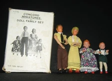 Vintage 1970s Concord Miniatures Doll House Family Set In Original Box CB
