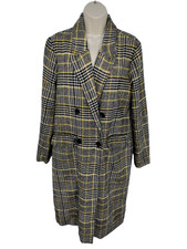 Womens Me Jane Size Uk Small Black Mix Dogtooth Double Breasted Winter Overcoat