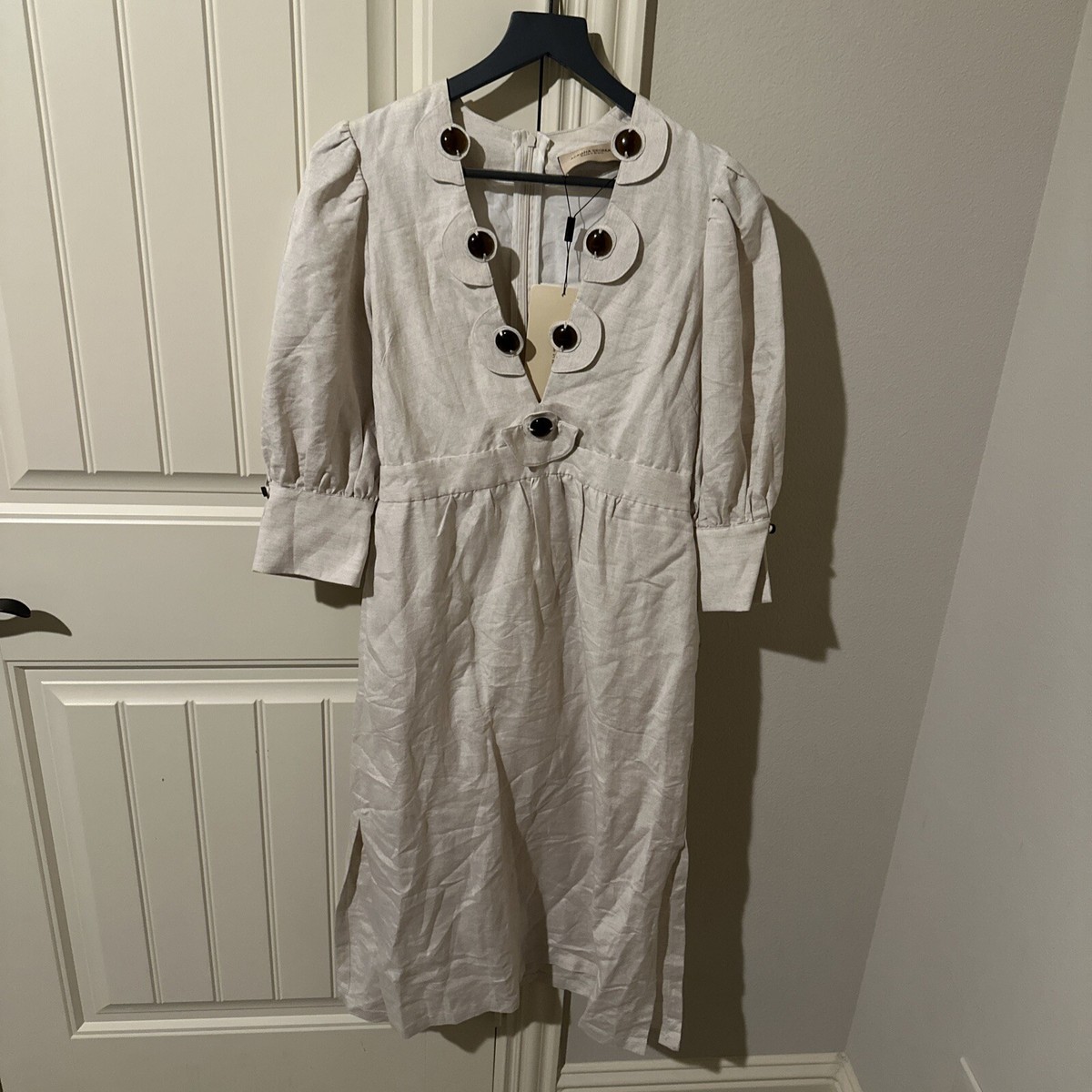 ADRIANA DEGREAS Solid Short Sleeve Dress Beige Linen S NWT | eBay ADRIANA DEGREAS Solid Short Sleeve Dress Beige Linen S NWT | eBay