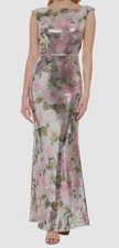 Eliza J Women's Silver Floral Print Sequin Gown Dress Size 4