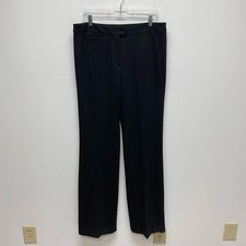 Talbots Womens Black Flat Front Straight Leg Stretch High Rise Dress Pants 12L