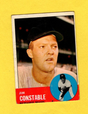 1963 Topps Jim Constable #411 Milwaukee Braves VG/EX FREE SHIPPING