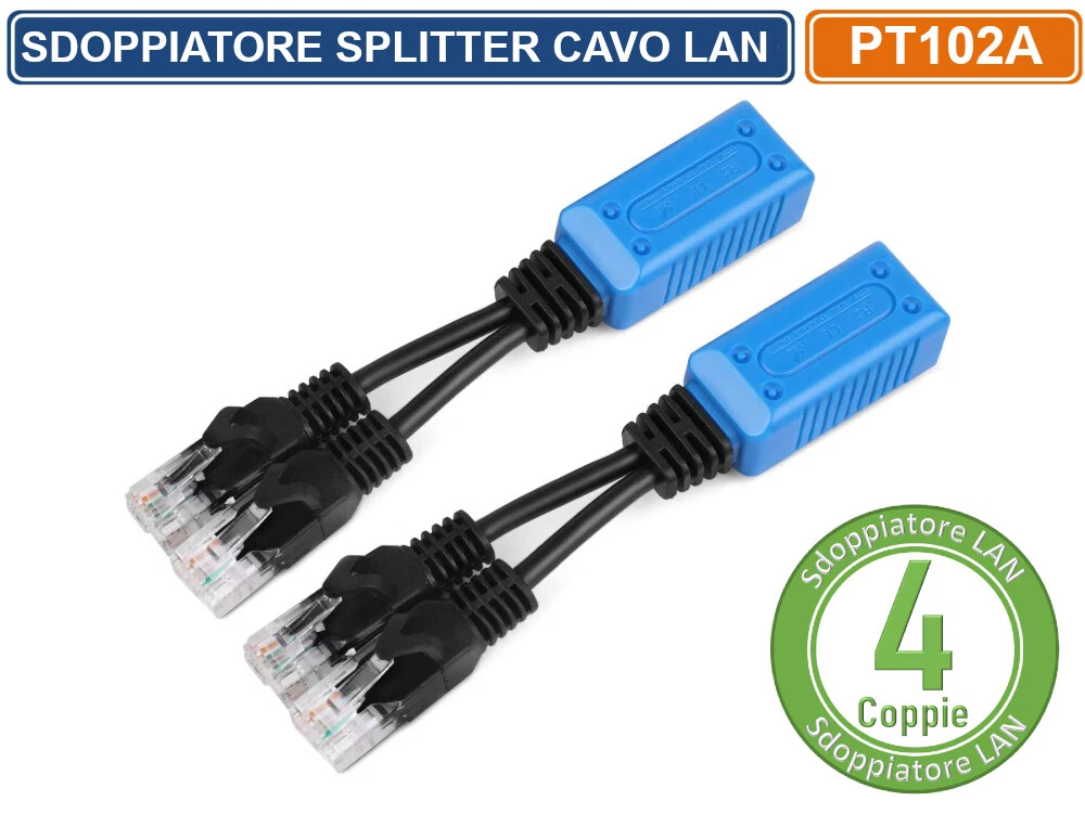 PLUG SDOPPIATORE RETE LAN ETHERNET F/F SPLITTER Y EXTENDER Da 1 RJ45 A 2 Doppiatore Adattatore Femmina Convertitore