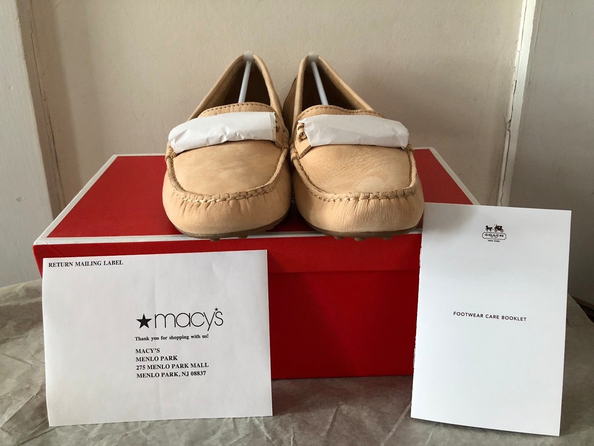COACH FORTUNATA NUBUCK TAN SUEDE LOAFERS 8M BOX, BOOKLET, ORIGINAL