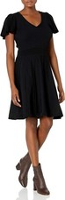 Eliza J Flutter Sleeve V-neck Fit and Flare Knit Dress, NEW! Size: Medium