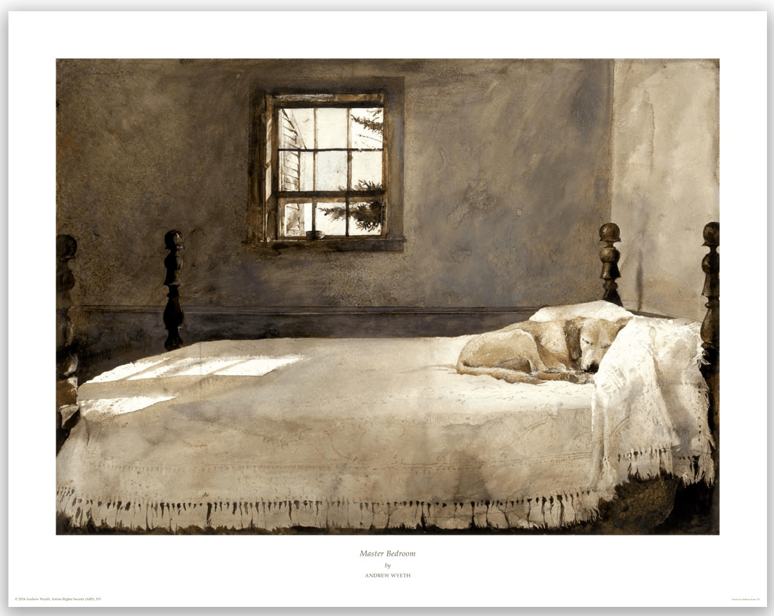 Master Bedroom, 1965 by Andrew Wyeth 16x20 Art Print Wyeth's Dog