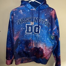 Hoodie Galaxy Washington DC Youth Medium Sweatshirt Embroidered Letters Unisex