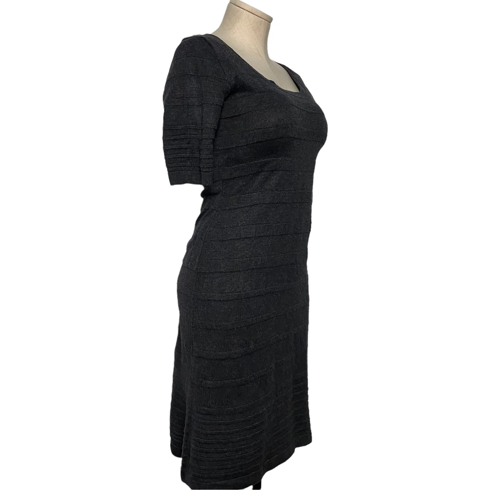 VETEMENTS Calvin Klein Vestito Donna Maglione Linea A Maglia Manica Corta Scollo Scoop Grigio S