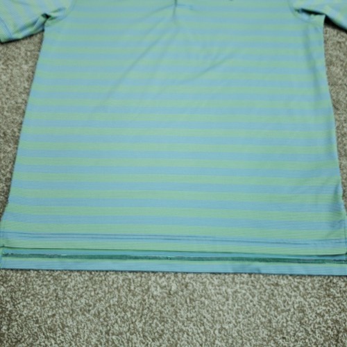 Peter Millar Polo Shirt Men Medium Blue Green Striped Bull Embroidered Logo EUC - Picture 7 of 18