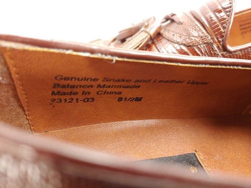 Stacy Adams Men's Cognac Snakeskin Tasseled Loafers Size 8.5 M - Picture 8 of 8