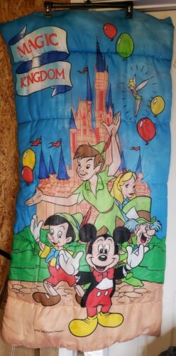Vintage 90s Walt Disney Magic Kingdom Childs Sleeping Bag 30x57 USA RARE - Picture 2 of 6