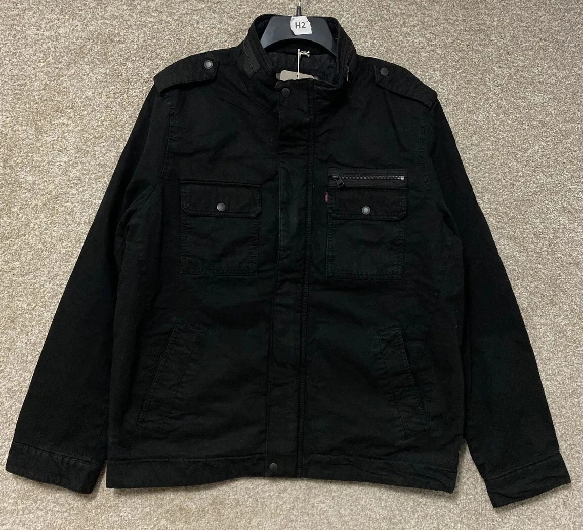 Levis Mens Black Cotton Denim Lined Insulated Jacket Size Large NEW NWT
