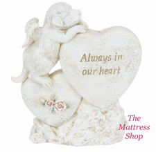     DOG MEMORIAL Plaque Sleeping Pet On Heart wings Angel Statue Figurine    