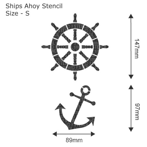 Ships Wheel & Anchor Stencil for home decor & crafts. Nautical reusable 10004S - Picture 2 of 3