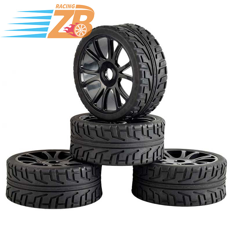 4pcs NEW 1/8 RC Rubber Tires w/ Hex 17mm Wheels Rims For RC 