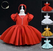Elegant Princess Ball Gown Dress for Girls-Puff Sleeve  Pearl Embellished Dess