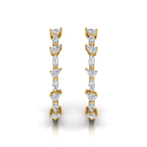 1.50 Ct Lab Grown CVD Multi Shape Diamond Hoop Earrings Jewelry 18k Yellow Gold - Picture 3 of 6