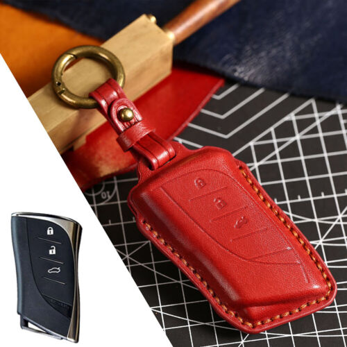 Leather Remote Car Key Fob Cover 3 Button For Lexus ES RX ES300h UX LC UX LS350 - Foto 11 di 27