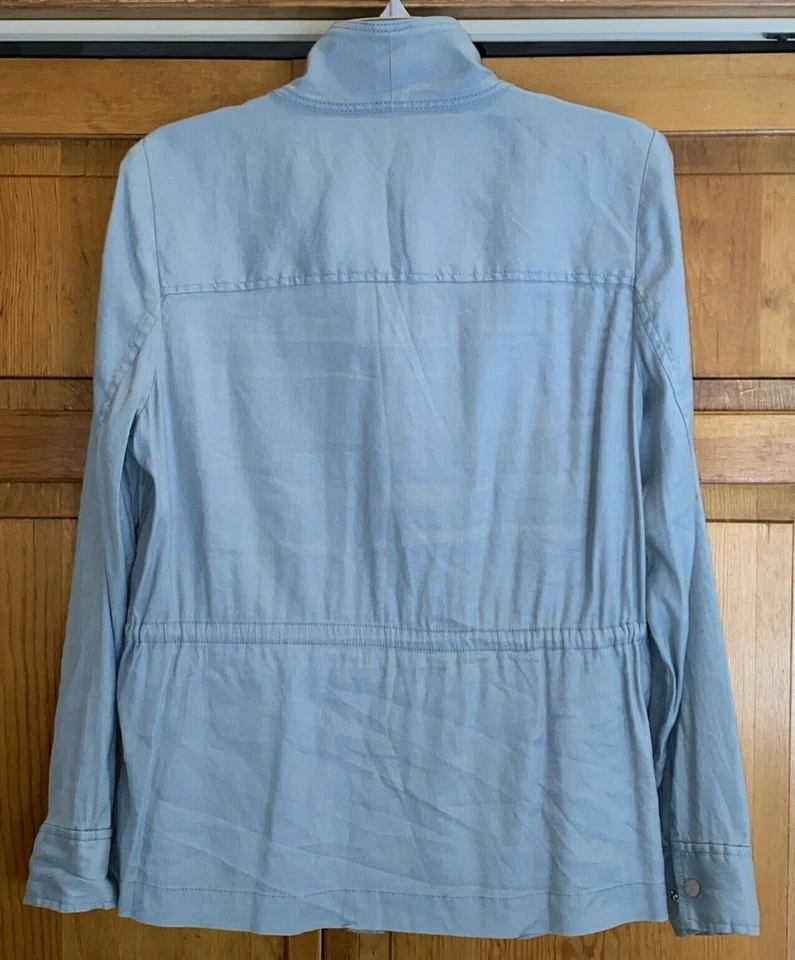 Chaqueta ligera para mujer E3 by Etcetera azul claro cremallera cuerda cintura talla 8 Foto 3 de 4